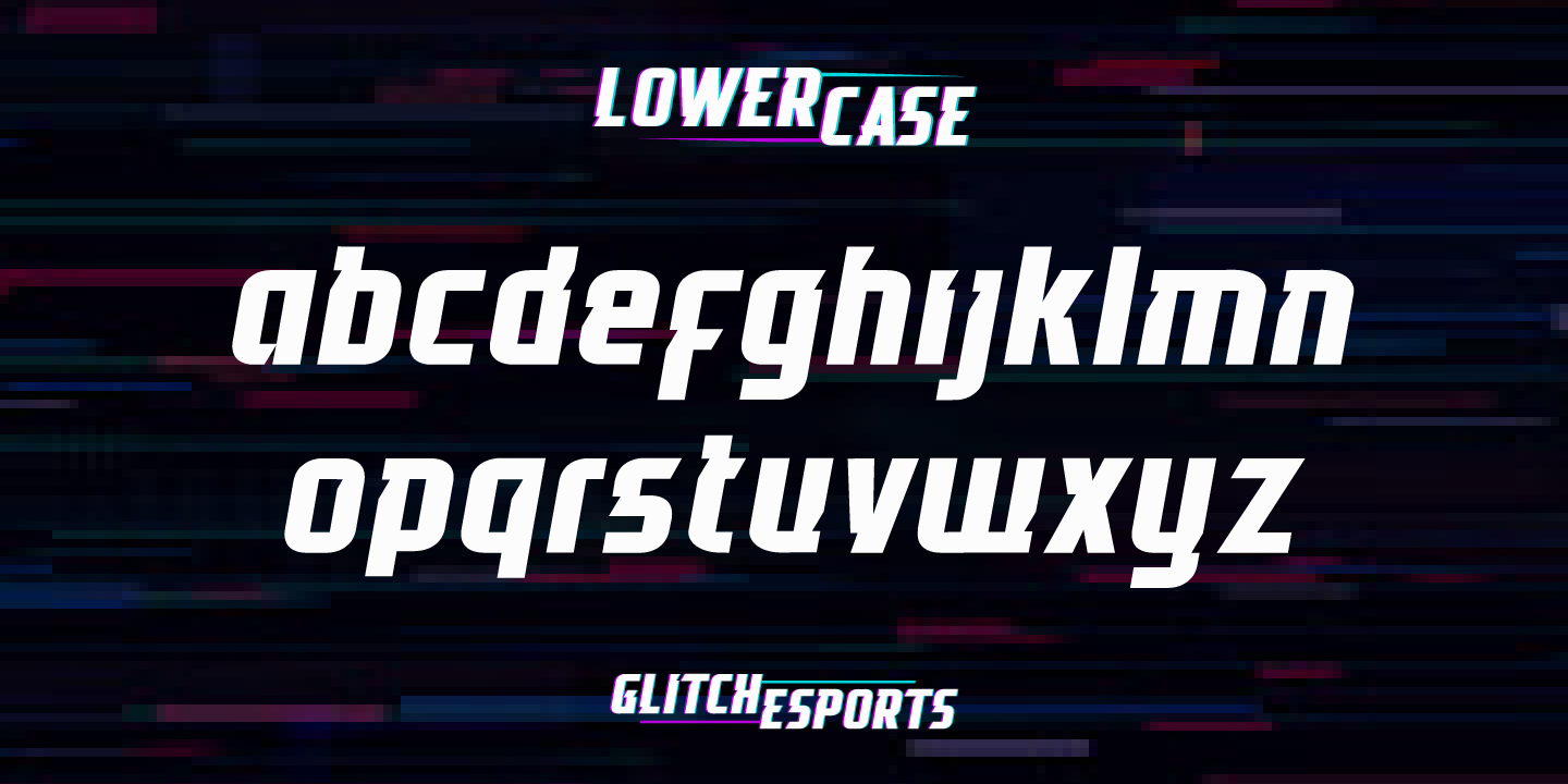 Ejemplo de fuente Glitch Esports Italic